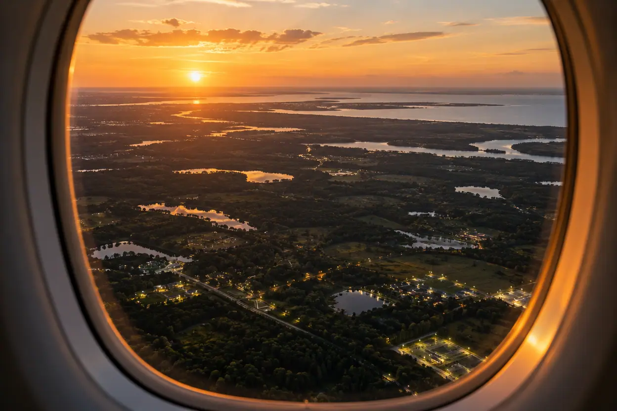 the US area from a private jet window