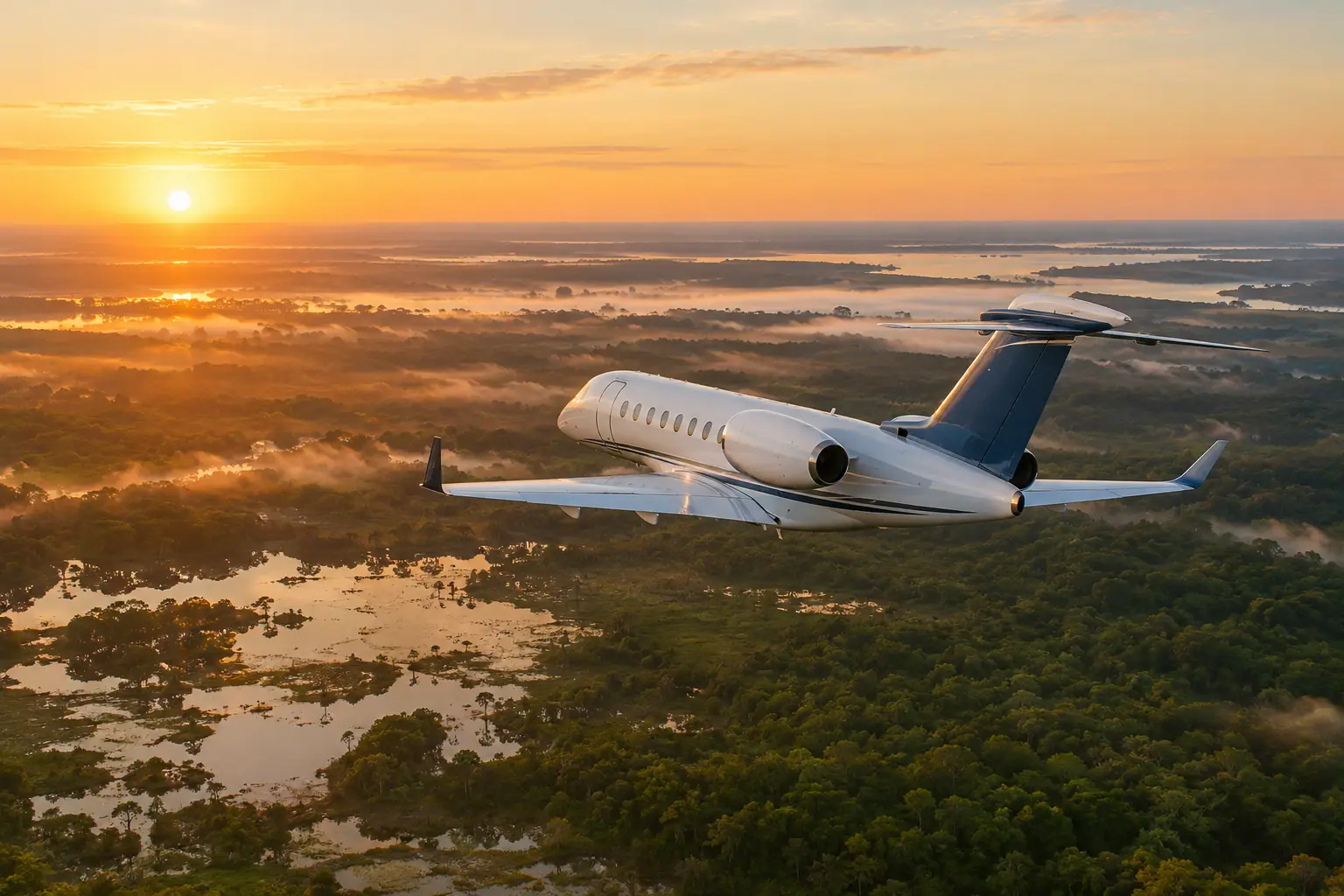 Super-midsize jet on the ramp
