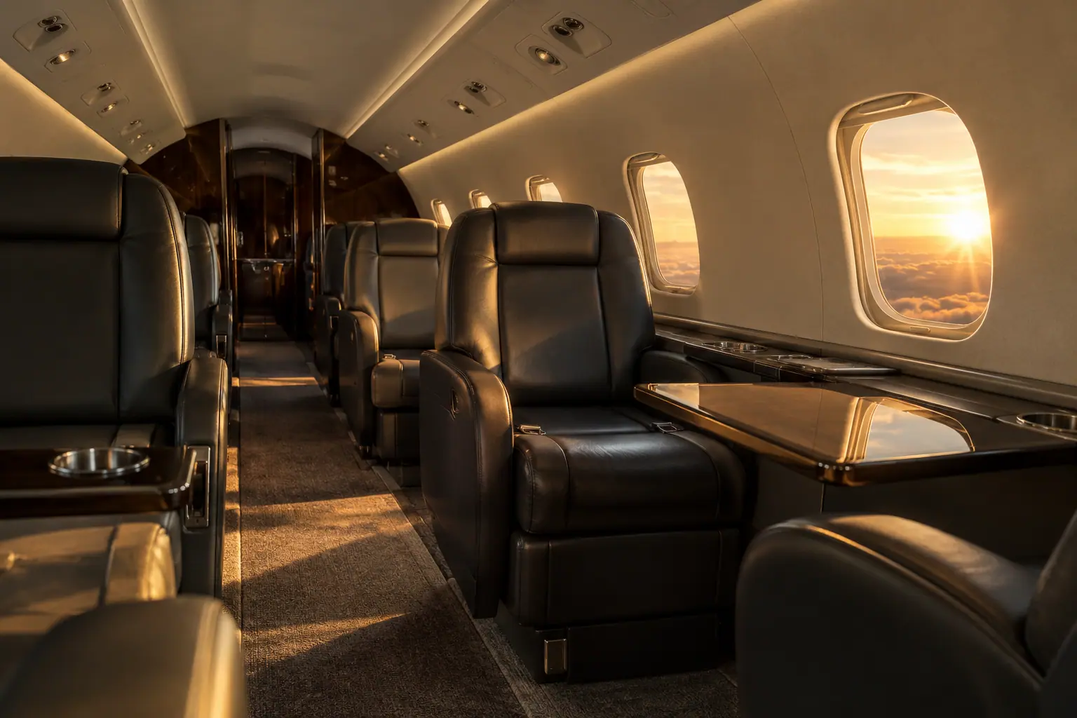 Midsize jet cabin interior