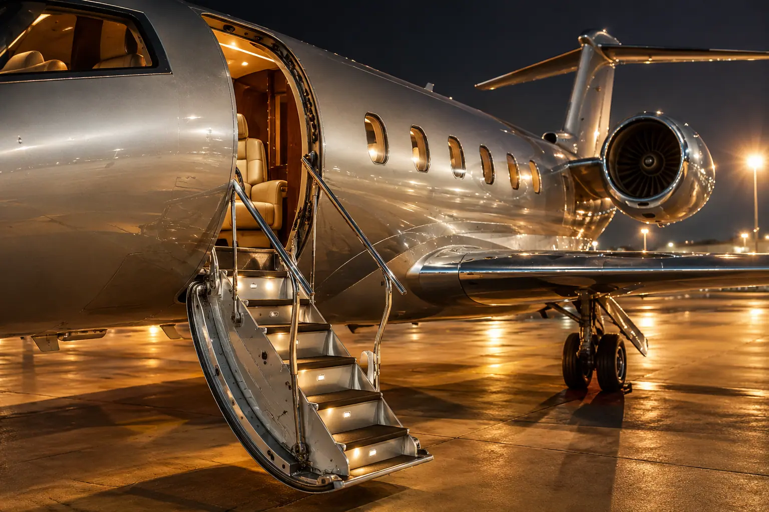 Open airstair of a private jet