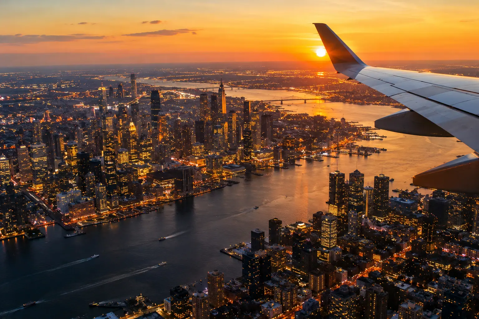 the US lights seen from a private jet